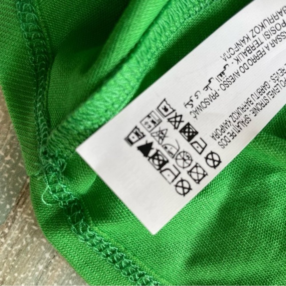 Zara Green Ruffled Cropped Tank Top Size L - Picture 4 of 9